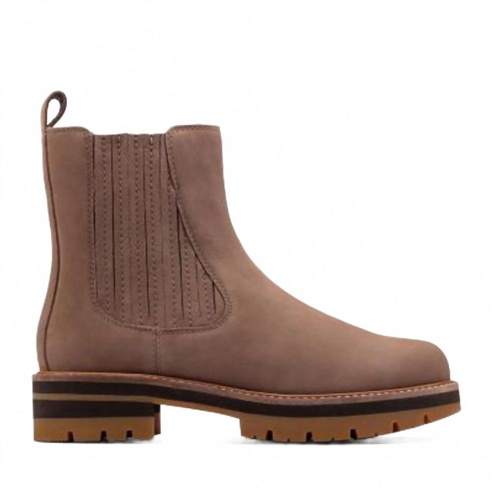 NEW CLARKS women's orianna top chelsea boots in pebble nubuck